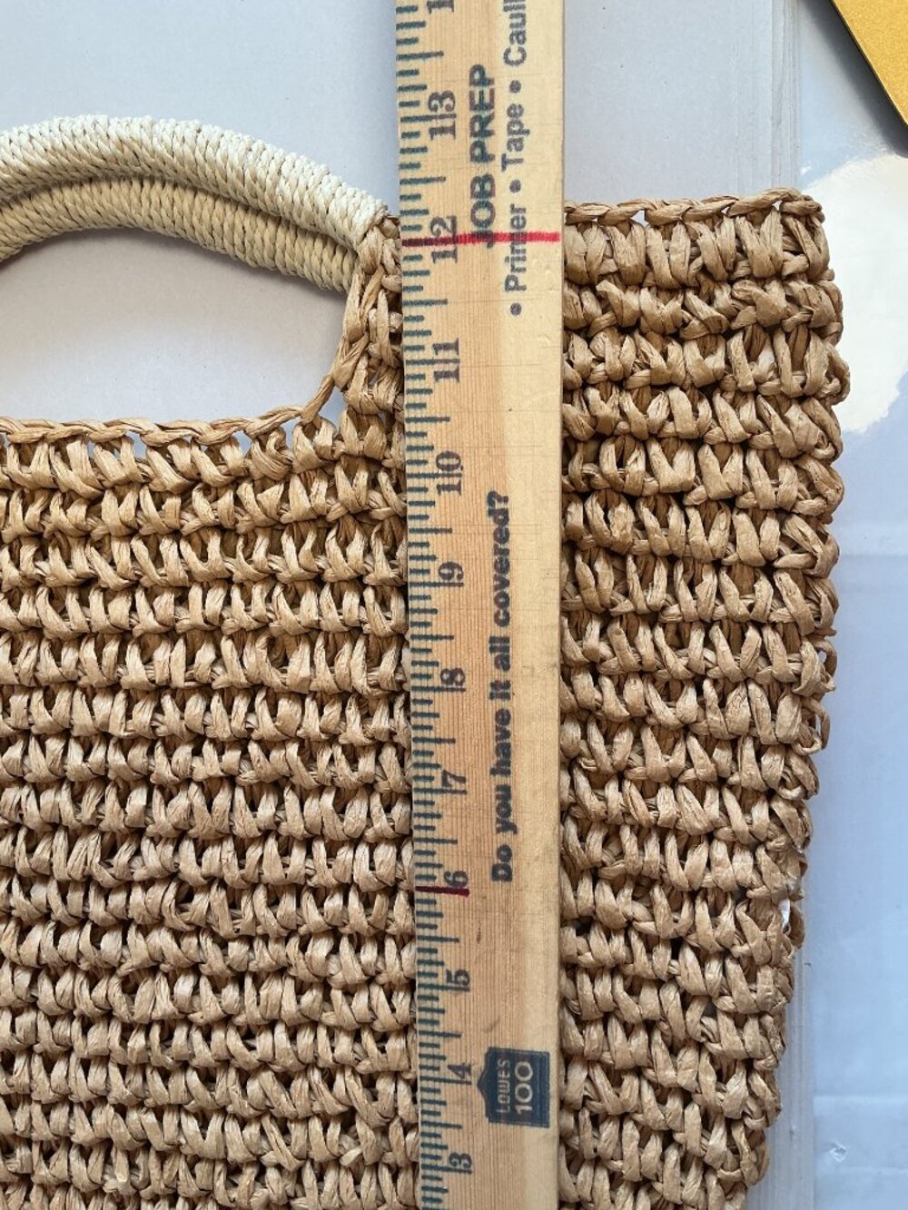 Mark & Graham Woven Straw Tote Natural Tan Ivory Wrapped Handles Coastal Resort - Picture 3 of 11
